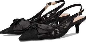 Jack Rogers Debra Slingback Kitten Heel - Lace/Satin High Womens Heels Black : 6.5 M, Textile