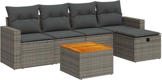 vidaXL Vidaxl - Set De Muebles De Jard&iacute;n 6 Pzas Y Cojines Rat&aacute;n Sint&eacute;tico Gris