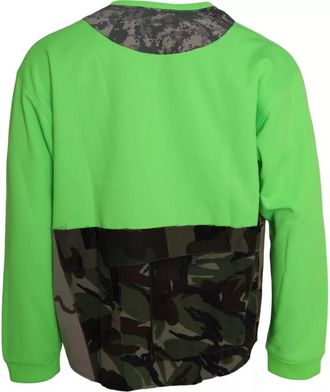 Dolce & Gabbana Green Patchwork Heart Crew Neck Pullover Mens Sweater (Pre-Owned)