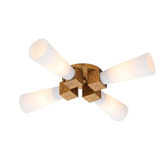 Netlighting Kristy Multi Arm Semi Flush Ceiling Lamp Distressed Gold 4x E27