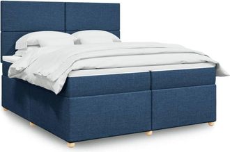 vidaXL Vidaxl - Cama Box Spring Con Colch&oacute;n Tela Azul 200x200 Cm