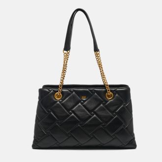 DKNY Dkny Black Quilted Leather Chain Tote