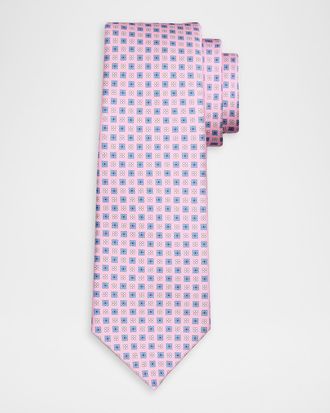 Kiton Men & apos;s Geometric Floral Silk 7-Fold Tie