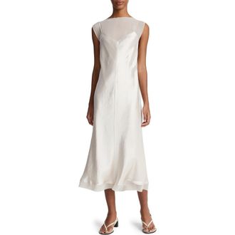 Vince Chiffon & Hammered Satin Slipdress in Champagne at Nordstrom Rack, Size Small