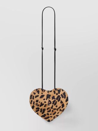 Alaia calf hair leopard-print heart shoulder bag