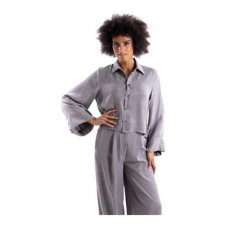 Vicolo Camicia Crop - - Blouses & Shirts - Donna - Grigio - S
