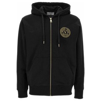 Versace Jeans Couture Logo-geborduurde Rits Hoodie Sweater - Heren - Vesten met rits - Zwart - M - Hoodies & sweatvesten