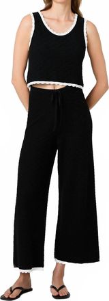 French Connection Teddy Diamond Knit Pants In Black Summer White