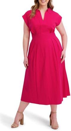 Kensie Pleated Cotton Maxi Dress in Pink at Nordstrom Rack, Size 2X