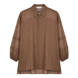 iBlues Shirts, female, Brown, Size: XL Silk-Cotton Muslin Shirt