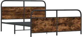 vidaXL Vidaxl - Estructura de cama sin colchón metal roble ahumado 180x200 cm