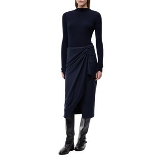 Pinko Pinko - Midi Jurk - Dames - Jurken - Blauw - Maat: L Wol