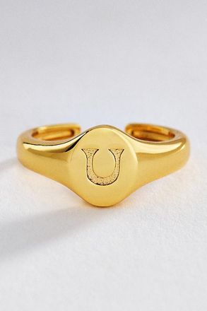 Luv AJ Initial Oval Signet Ring