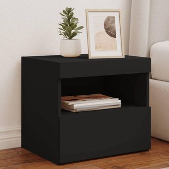 vidaXL Vidaxl - Mesitas De Noche Con Luces Led 2 Unidades Negro 50x40x45 Cm