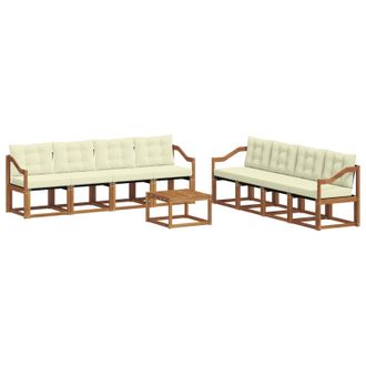 vidaXL Conjunto De Sof&aacute;s De Exterior Con Coj&iacute;n 9 Pcs Natural Y Crema Vidaxl