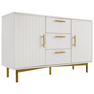 STILVORA C&oacute;moda Con 2 Puertas Y 3 Cajones, Estante Regulable, Estilo Moderno, En Tablero De Part&iacute;culas, Blanco, 120&times;40&times;75 Cm