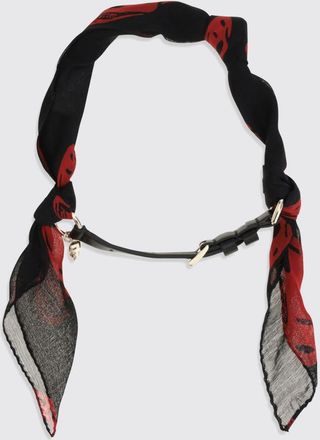 Alexander McQueen McQueen Bracciale in seta e pelle di vitello con stampa Skull e charm