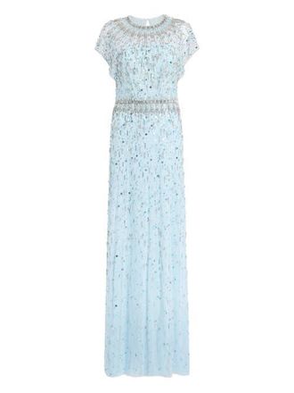 Jenny Packham Lauretta Embellished Maxi Dress in Winter Blue at Nordstrom, Size 18 Uk