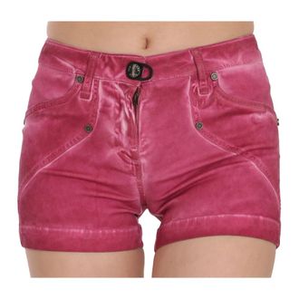 Plein Sud Mid Waist Mini Denim Shorts - female - Plein Sud - Denim Shorts - Pink - 3XS - Shorts