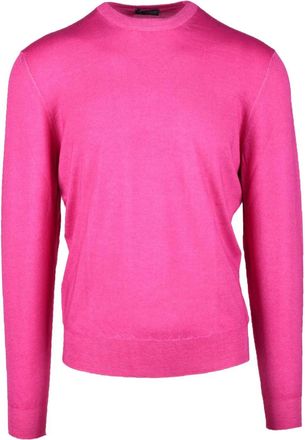 Drumohr Fuchsia V-Neck Mohair Knit Sweater