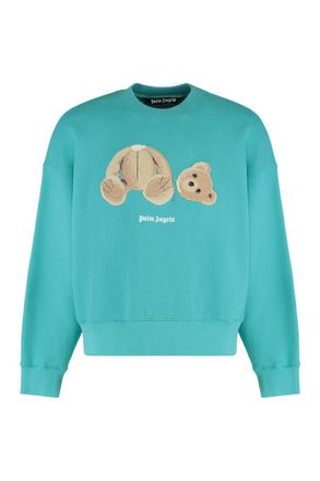 Palm Angels Green Graphic Crew Neck Sweatshirt