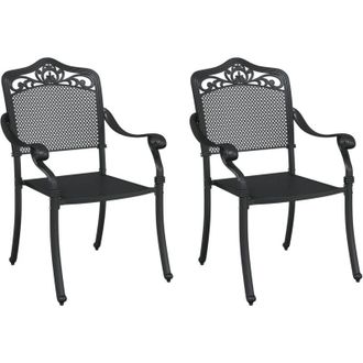 vidaXL Silla De Jard&iacute;n 2 Pcs Negro 55 X 56.5 X 91cm Aluminio Vidaxl