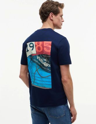 Tommy Hilfiger Mens Tommy Hilfiger Nautical Back Photo Mens T-Shirt - Carbon Navy - Size: 38