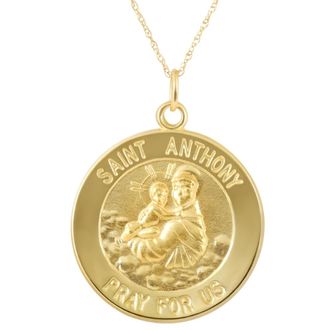 Pompeii3 14k Yellow Gold St. Anthony Medal Pendant 1 Tall 5.5 Grams