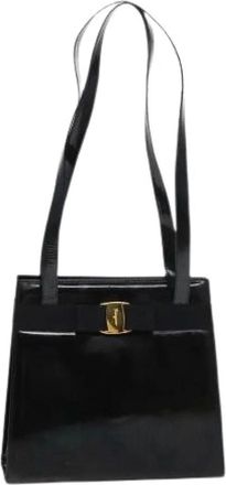 Ferragamo Pre-owned Shoulder Bags, female, Black, Size: ONE SIZE Pre-owned Leather Shoulder Bag