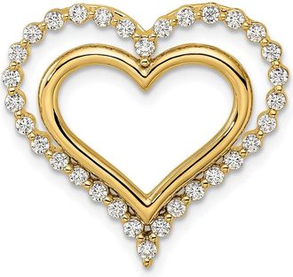 Diamond2Deal 14k Yellow Gold Lab Grown Diamond Double Heart Chain Slide Pendant (0.5ct, VS, G-H)