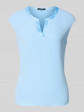 Comma T-Shirt aus Viskose-Elasthan-Mix mit V-Ausschnitt in Blau, Gr&ouml;&szlig;e 34