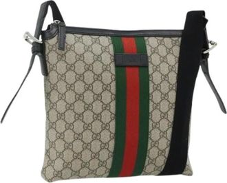 Gucci Pre-owned Cross Body Bags, female, Beige, Size: ONE SIZE Pre-owned Vintage GG Canvas Shoulder Bag