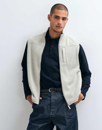 GANT gilet in pile con zip intera grigio