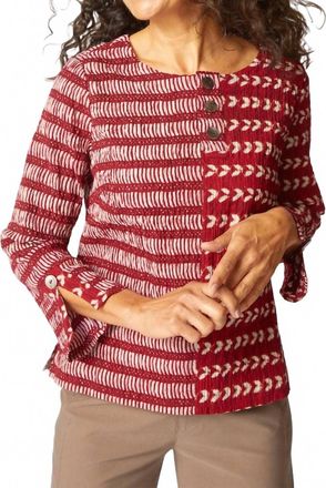 Habitat Mixed Batiks Print Button Pullover In Scarlet