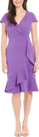 London Times Ruffled Draped Skirt Sheath Dress In Lilac
