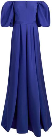 Alberta Ferretti Lange jurk met pofmouwen - Dames - Avondkleed - Blauw - S - Kleedjes