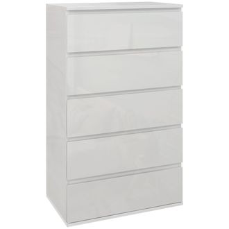 HOMCOM Bedroom Chest of Drawers - High Gloss 5 Drawers Dresser - Drawer Unit | TJ Hughes