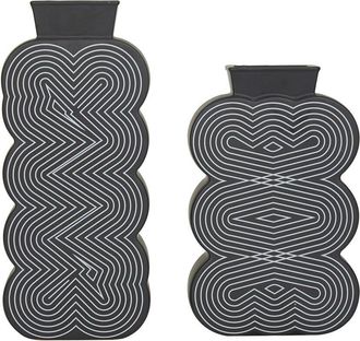 CosmoLiving by Cosmopolitan Cosmoliving By Cosmopolitan Set Of 2 Black Ceramic Vase