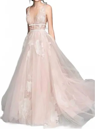 Watters Galatea Plunging Neckline Wedding Dress In Moscato
