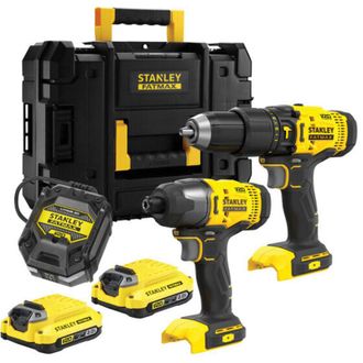 Stanley Fatmax Sfmck465d2t-qw Kit Combinado V20, 18 V, Incluye Taladro Percutor A Bater&iacute;a, Atornillador De Impacto A Bater&iacute;a, 2 Bater&iacute;as De Iones De Litio De 