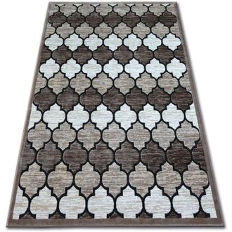 RugsX Rugsx - Alfombra Acr&iacute;lica Yazz 3766 Enrejado Tr&eacute;bol Marroqu&iacute; Beige Oscuro/color Salm&oacute;n Beige 160x220 Cm