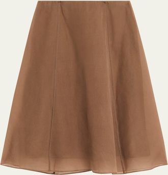 Brunello Cucinelli Crispy Chiffon Midi A-Line Skirt