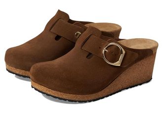 Birkenstock Papillio by Birkenstock Fanny Wedge Clog - Suede Womens Shoes Dark Tea 1 : EU 41 (US Womens 10-10.5) Narrow