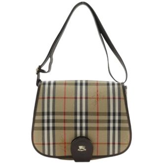 Burberry Pre-owned Shoulder Bags, female, Beige, Size: ONE SIZE Pre-owned Nova Check Canvas Leather Shoulder Bag