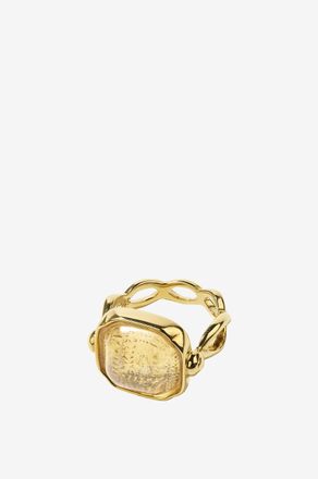 Goossens Paris Goldener Ring mit Kristall Cabochon Carr&eacute;e