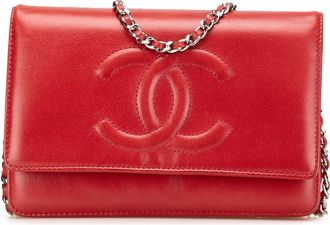 Chanel Pre-owned Womens Chain Wallet Leather Crossbody - Red - One Size