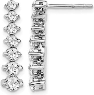 Diamond2Deal 14K White Gold 1 1/2 ct Lab Grown Diamond Graduating Drop Dangle Earrings VS Clarity, G-H Color
