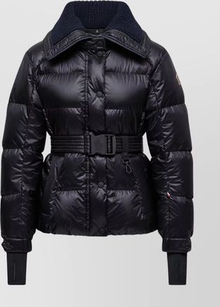 Moncler puffer jacket with belted waist and high collar