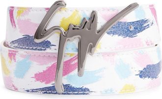 Giuseppe Zanotti Giuseppe geometric-print belt - men - Polyamide/Polyurethane - OS - Metallic