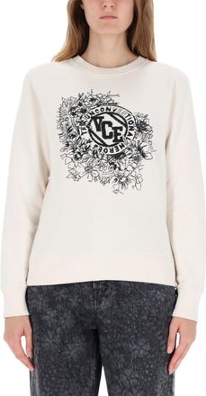 Golden Goose White Embroidered Crew Neck Sweatshirt